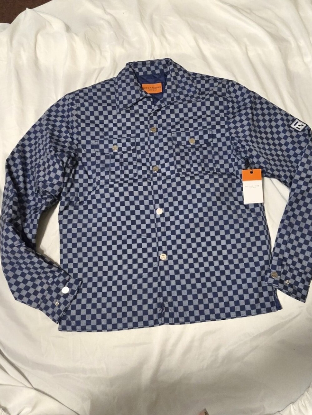 NEW! Rockridge Quilted Jacket In Blue Checker Pattern Size Medium